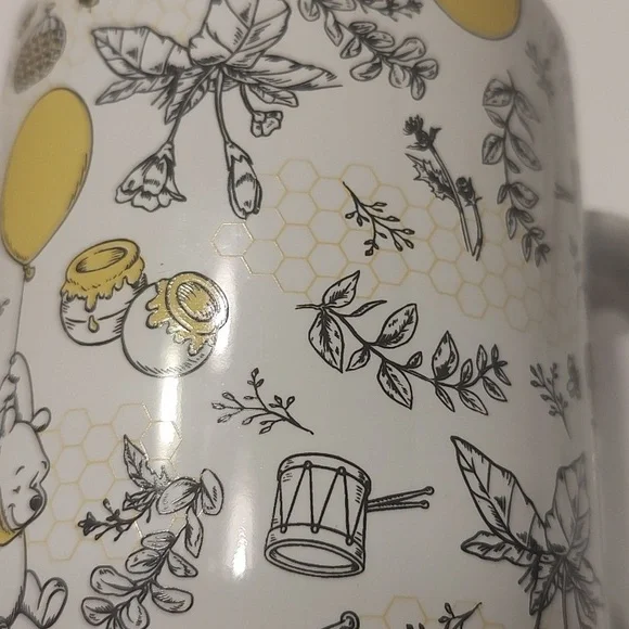 Winnie-the-Pooh With Honey Comb and Leaves Background 16oz Ceramic Mug - Picture 5 of 6